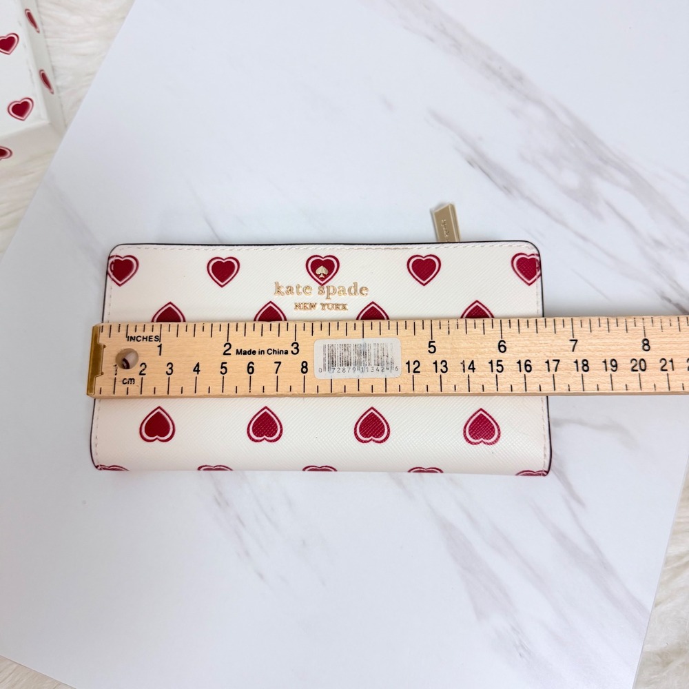 Kate Spade Madison Heartfelt Geo Boxed Large Slim Bifold Wallet Cream Multi - Picture 9 of 10